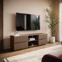 Large Walnut Ribbed TV Stand with Storage - TV's up to 70" - Hazel