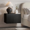 HAZ008 Wide Black Floating Bedside Table with Storage - Hazel