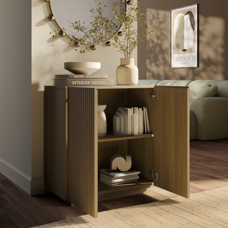 Small Oak Fluted Sideboard - Hazel