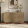 Large Oak Fluted Sideboard with Cupboards and Drawers - Hazel