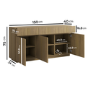 Large Oak Fluted Sideboard with Cupboards and Drawers - Hazel