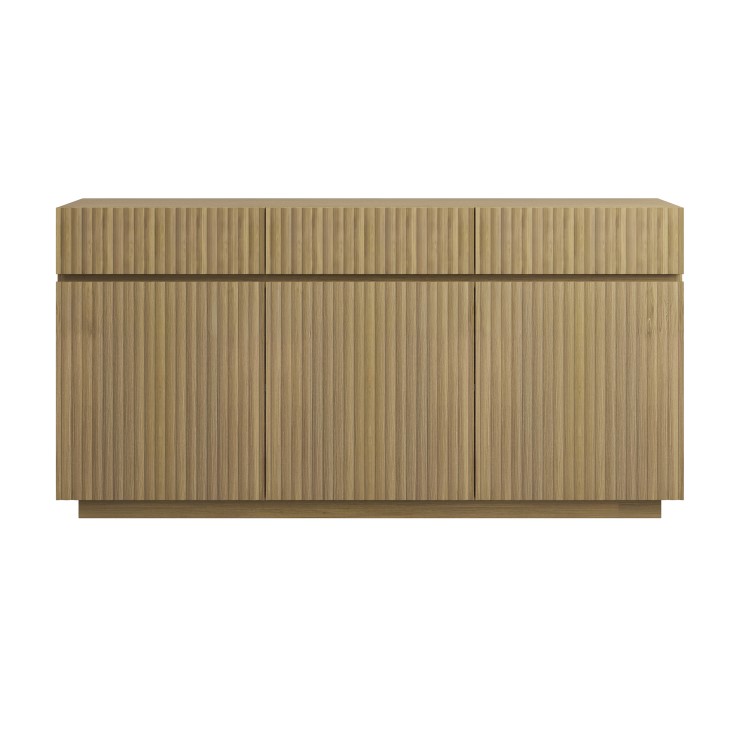 Large Oak Fluted Sideboard with Cupboards and Drawers - Hazel