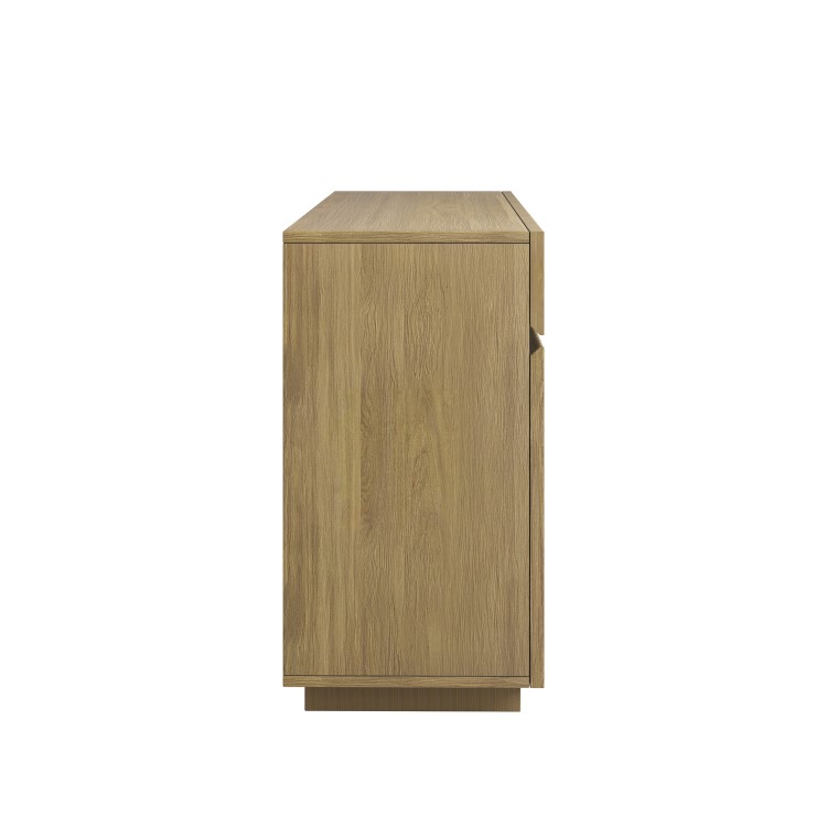 Large Oak Fluted Sideboard with Cupboards and Drawers - Hazel