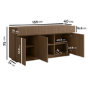 Large Walnut Fluted Sideboard with Cupboards and Drawers - Hazel