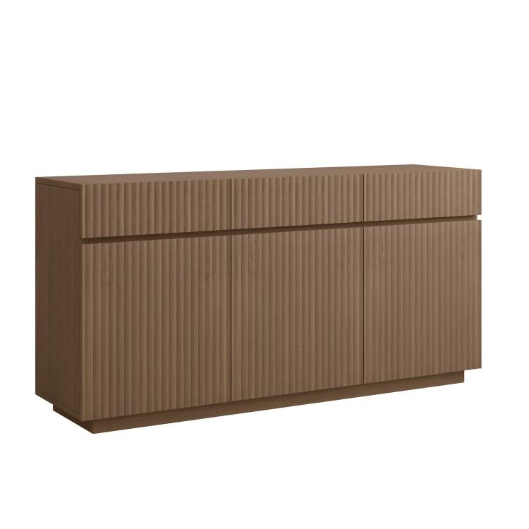Large Walnut Fluted Sideboard with Cupboards and Drawers - Hazel