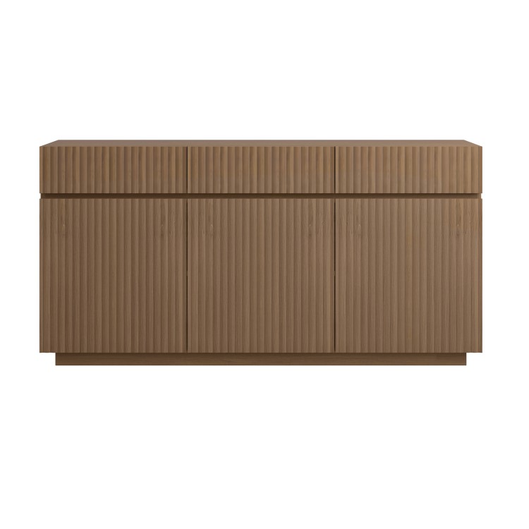 Large Walnut Fluted Sideboard with Cupboards and Drawers - Hazel