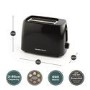 Hamilton Beach HB1116B Essentials 2 Slice Toaster - Black  Wide Slots & Variable Browning