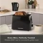 Hamilton Beach HB1116B Essentials 2 Slice Toaster - Black  Wide Slots & Variable Browning