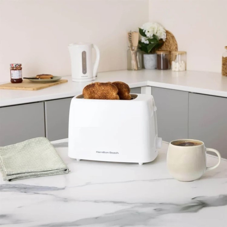 Hamilton Beach HB1116W Essentials 2 Slice Toaster - White - Wide Slots & Variable Browning