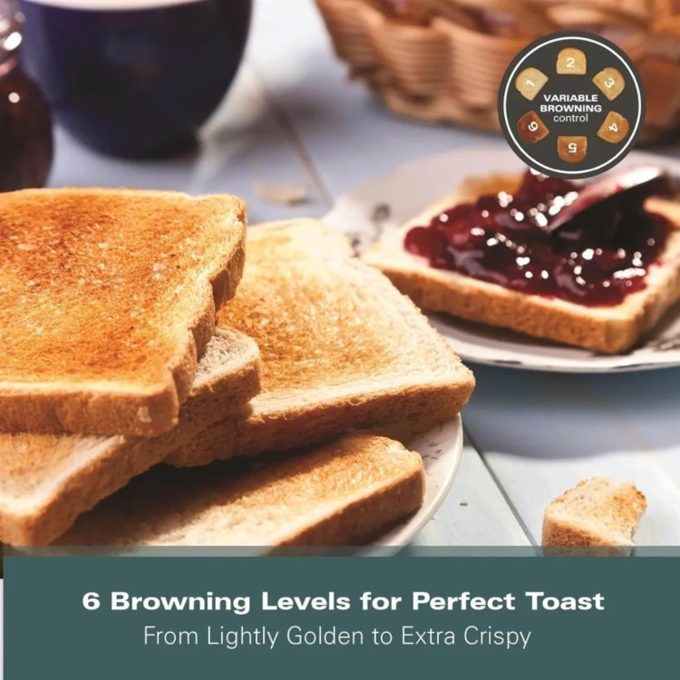 Hamilton Beach HB1116W Essentials 2 Slice Toaster - White - Wide Slots & Variable Browning