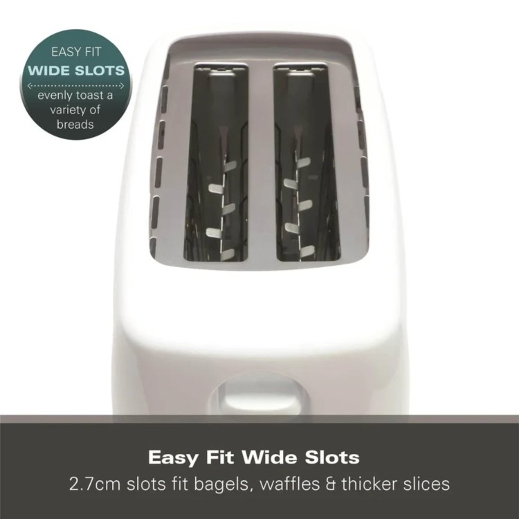 Hamilton Beach HB1116W Essentials 2 Slice Toaster - White - Wide Slots & Variable Browning