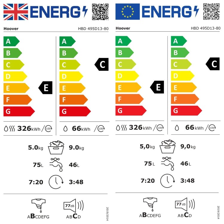 Hoover H-Wash & Dry 300 9kg Wash 5kg Dry 1400rpm Integrated Washer Dryer - White
