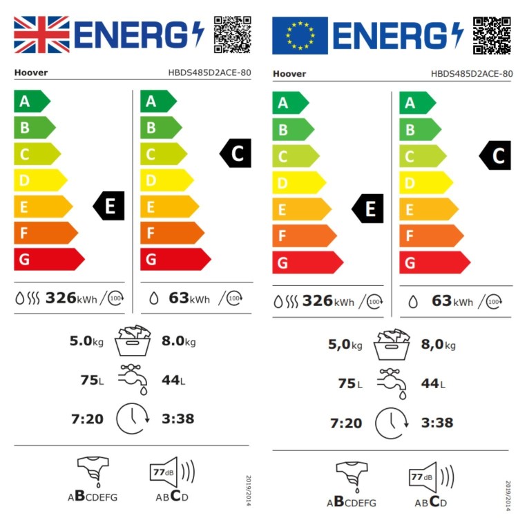 Hoover H-Wash & Dry 300 8kg Wash 5kg Dry 1400rpm Integrated Washer Dryer - White