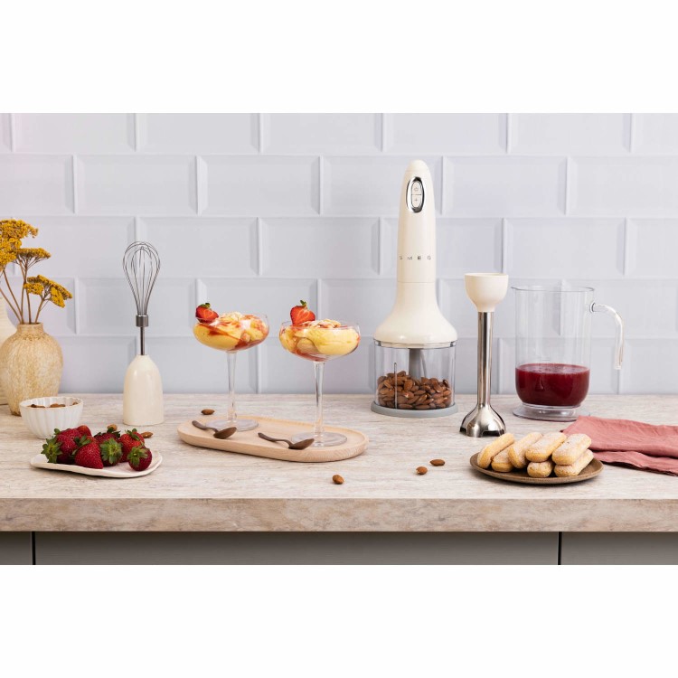 Smeg 50’s Style Hand Blender – 700W Cream Immersion Blender with Accessories - HBF03CRUK