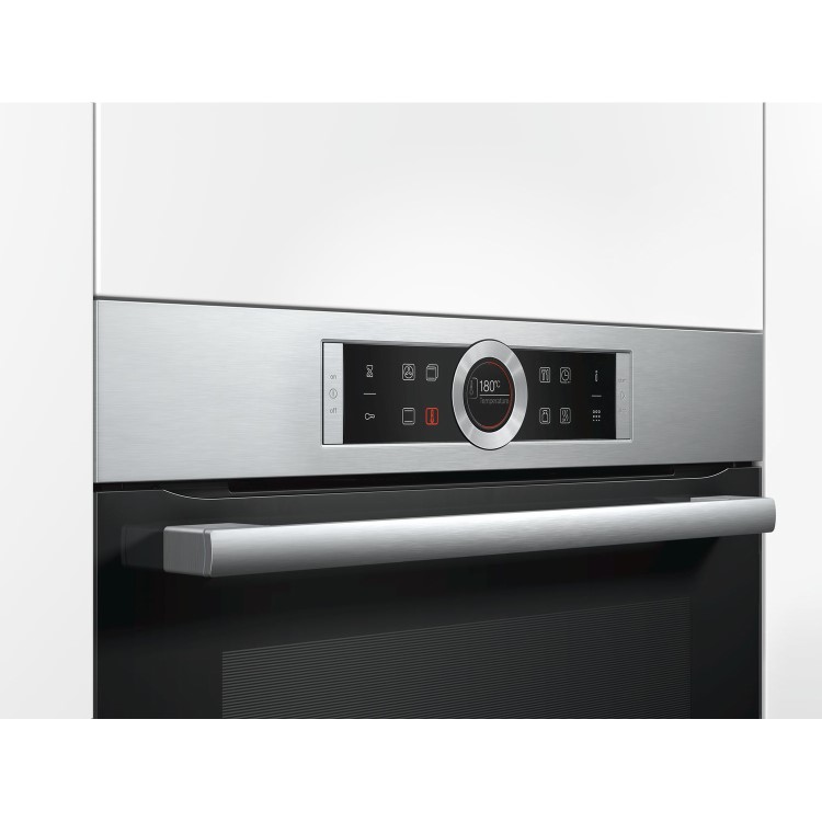 Refurbished Bosch Serie 8 HBG674BS1B Multifunction 60cm Single Built In Electric Oven Stainless Steel