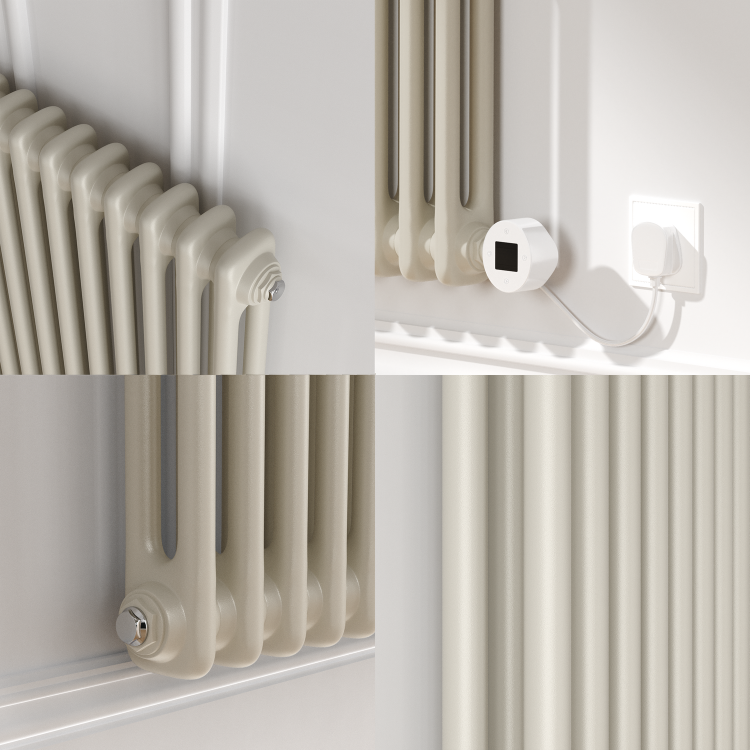 Linen Horizontal Smart Electric Radiator with Wi-Fi Thermostat - 1.2KW - H400xW830 - Bathroom Safe