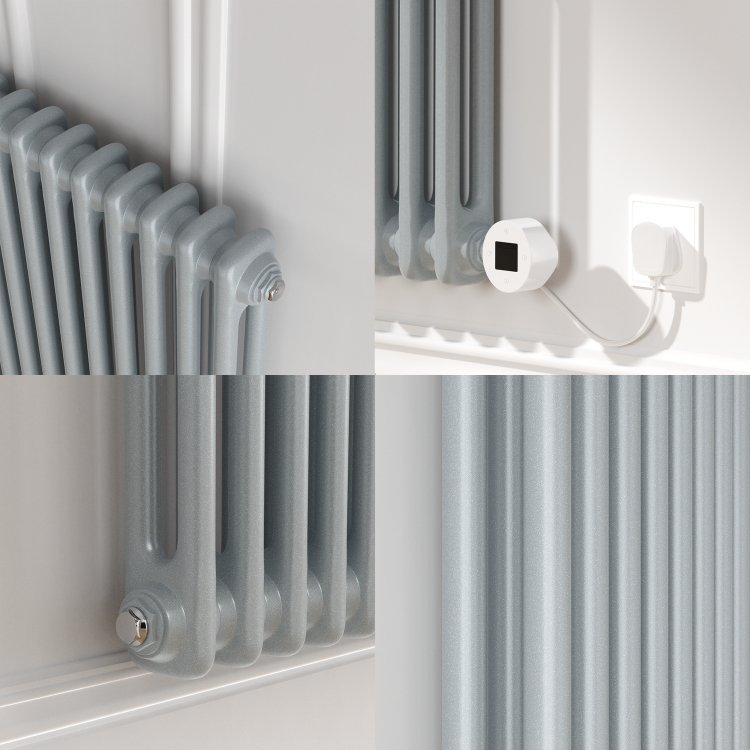 Salt & Pepper Horizontal Smart Electric Radiator with Wi-Fi Thermostat - 1.2KW - H400xW830 - Bathroom Safe
