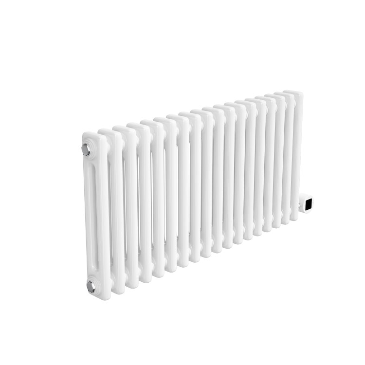 White Horizontal Column Smart Electric Radiator with Wi-Fi Thermostat - 1.2kW - H400xW830mm - Bathroom Safe