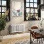 White Horizontal Column Smart Electric Radiator with Wi-Fi Thermostat - 1.2kW - H400xW830mm - Bathroom Safe