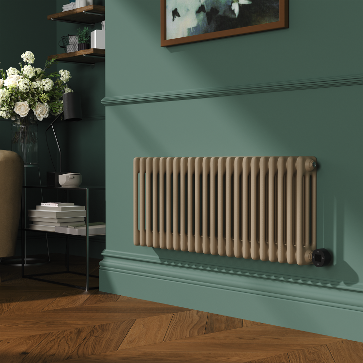 Beige grey Horizontal Smart Electric Radiator with Wi-Fi Thermostat - 1.2KW - H400xW1190 - Bathroom Safe