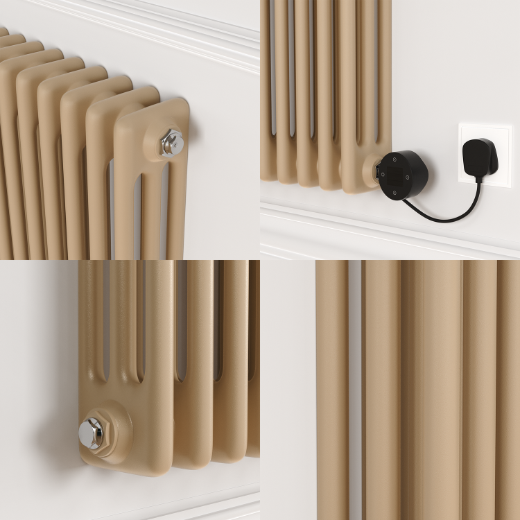 Elk brown Horizontal Smart Electric Radiator with Wi-Fi Thermostat - 1.2KW - H400xW1190 - Bathroom Safe