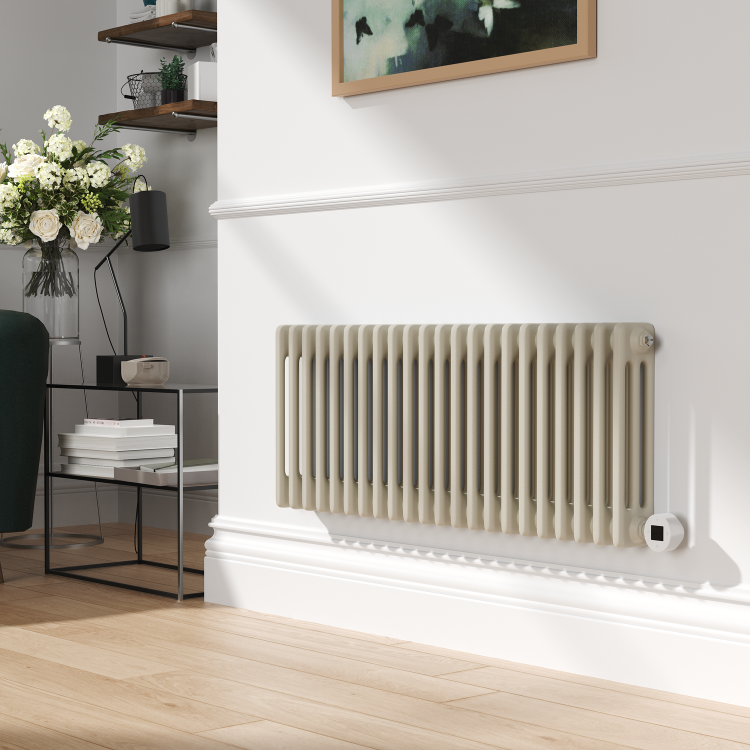 Linen Horizontal Smart Electric Radiator with Wi-Fi Thermostat - 1.2KW - H400xW1190 - Bathroom Safe
