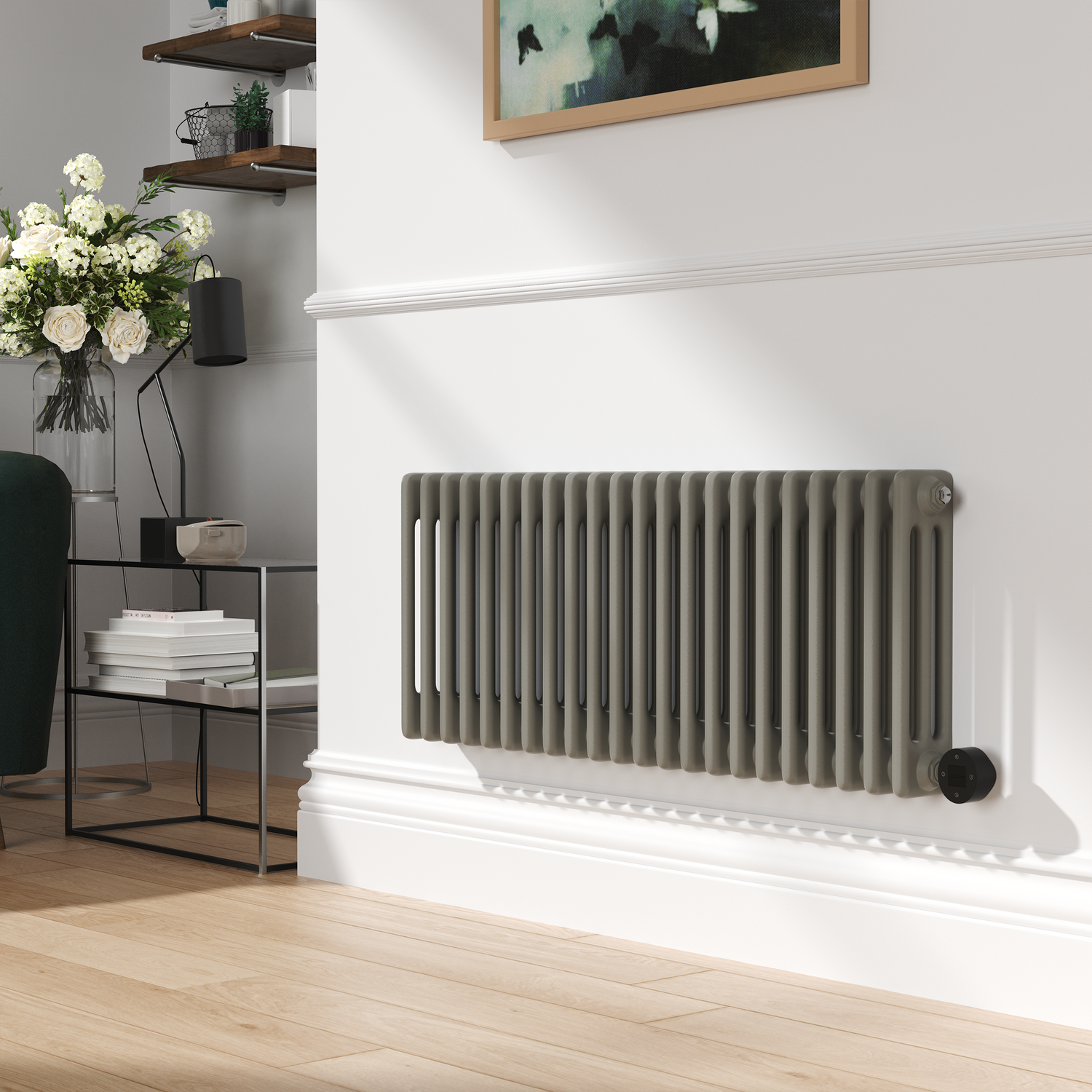 Stone Speck Radiator Smoked Stone Horizontal Smart Electric Radiator with Wi-Fi Thermostat ...