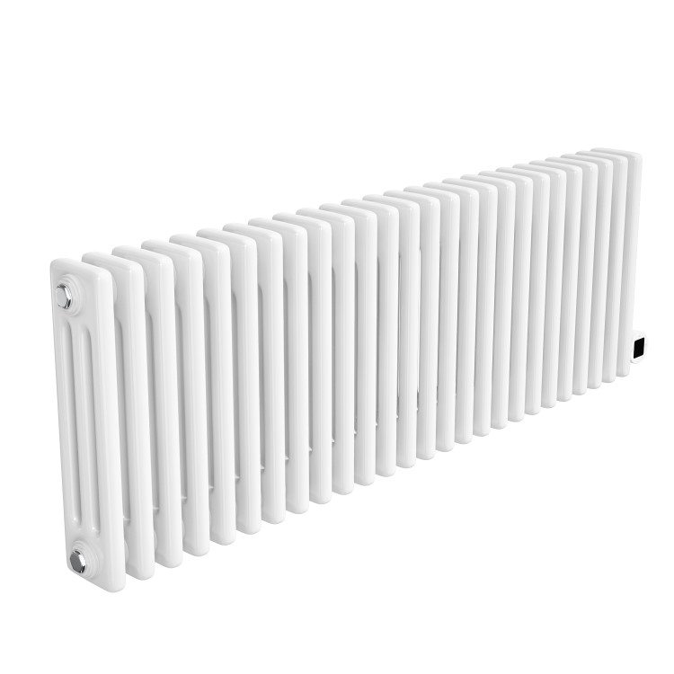 White Horizontal Column Smart Electric Radiator with Wi-Fi Thermostat - 1.2kW - H400xW1190mm - Bathroom Safe