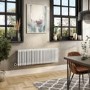 White Horizontal Column Smart Electric Radiator with Wi-Fi Thermostat - 1.2kW - H400xW1190mm - Bathroom Safe