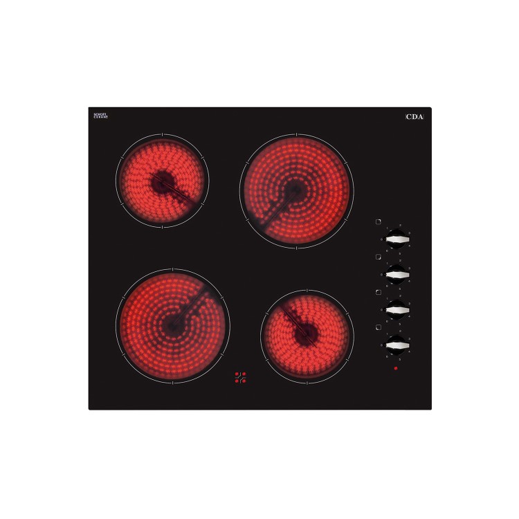 CDA HC6211FR Ceramic Hob 60cm 4 Zone Side Control - Frameless