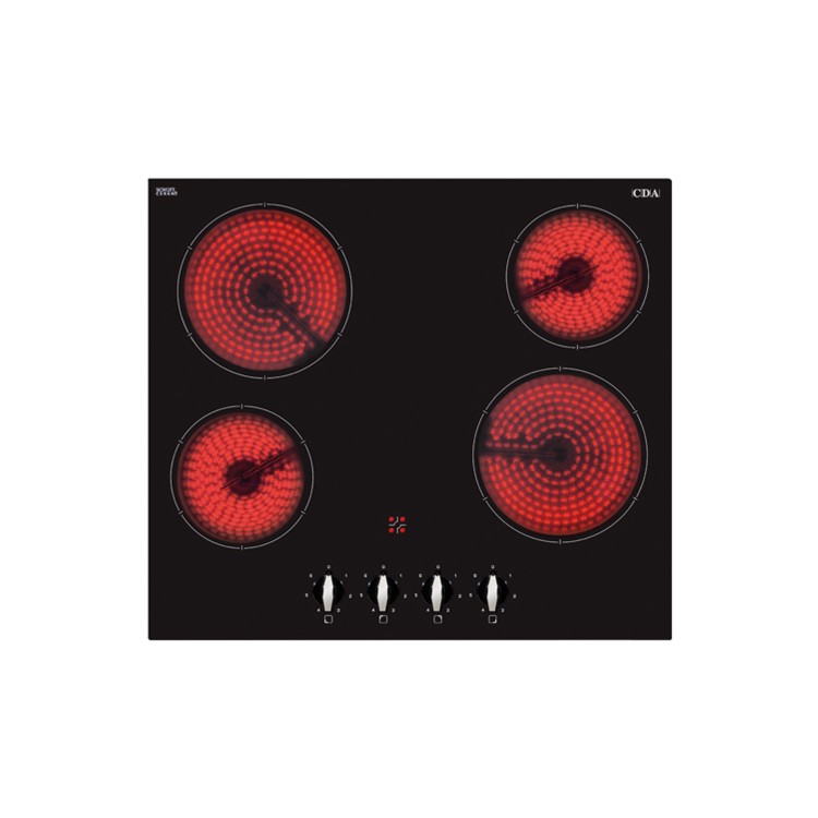 CDA HC6311FR Ceramic Hob 60cm 4 Zone Front Control - Frameless
