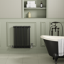 Reggio Midnight Black Horizontal Double Column Radiator 800x605mm 2680 BTU - Cast Iron Style