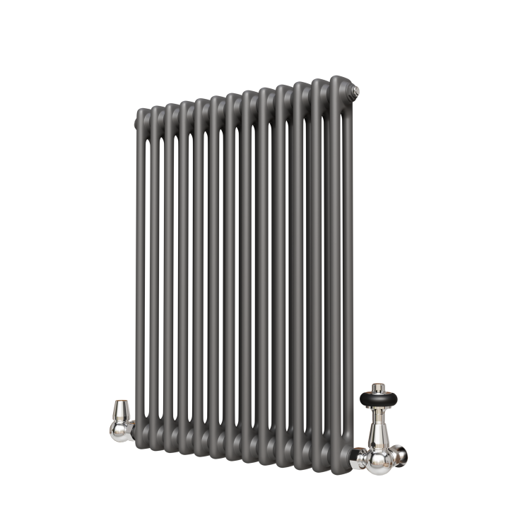 Reggio Anthracite Horizontal Double Column Traditional Radiator 800x605mm 2045 BTU - Cast Iron Style