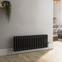 Reggio Midnight Black Horizontal Double Column Traditional Radiator 300x830mm 1470 BTU - Cast Iron Style Reggio Midnight Black Horizontal Double Column Traditional Radiator 300x830mm 1470 BTU - Cast Iron Style