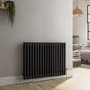 GRADE A1 - Reggio Midnight Black Horizontal Double Column Traditional Radiator 600x830mm 2832 BTU - Cast Iron Style