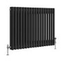 GRADE A1 - Reggio Midnight Black Horizontal Double Column Traditional Radiator 600x830mm 2832 BTU - Cast Iron Style