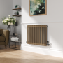 Reggio Beige grey Horizontal Double Column Traditional Radiator 600x830mm 2832 BTU - Cast Iron Style