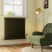Reggio Midnight Black Horizontal Double Column Radiator 800x830mm 3713 BTU - Cast Iron Style