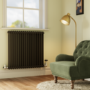 Reggio Midnight Black Horizontal Double Column Radiator 800x830mm 3713 BTU - Cast Iron Style