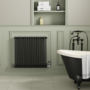 Reggio Midnight Black Horizontal Double Column Radiator 800x830mm 3713 BTU - Cast Iron Style
