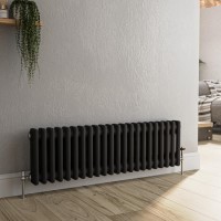 Reggio Midnight Black Horizontal Double Column Traditional Radiator 300x1010mm 1797 BTU - Cast Iron Style Reggio Midnight Black Horizontal Double Column Traditional Radiator 300x1010mm 1797 BTU - Cast Iron Style