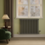 Reggio Anthracite Horizontal Double Column Radiator 800x1010mm 4535 BTU - Cast Iron Style