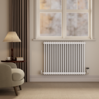 Reggio White Horizontal Double Column Traditional Radiator 800x1010mm 3462 BTU - Cast Iron Style