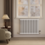Reggio White Horizontal Double Column Traditional Radiator 800x1010mm 3462 BTU - Cast Iron Style