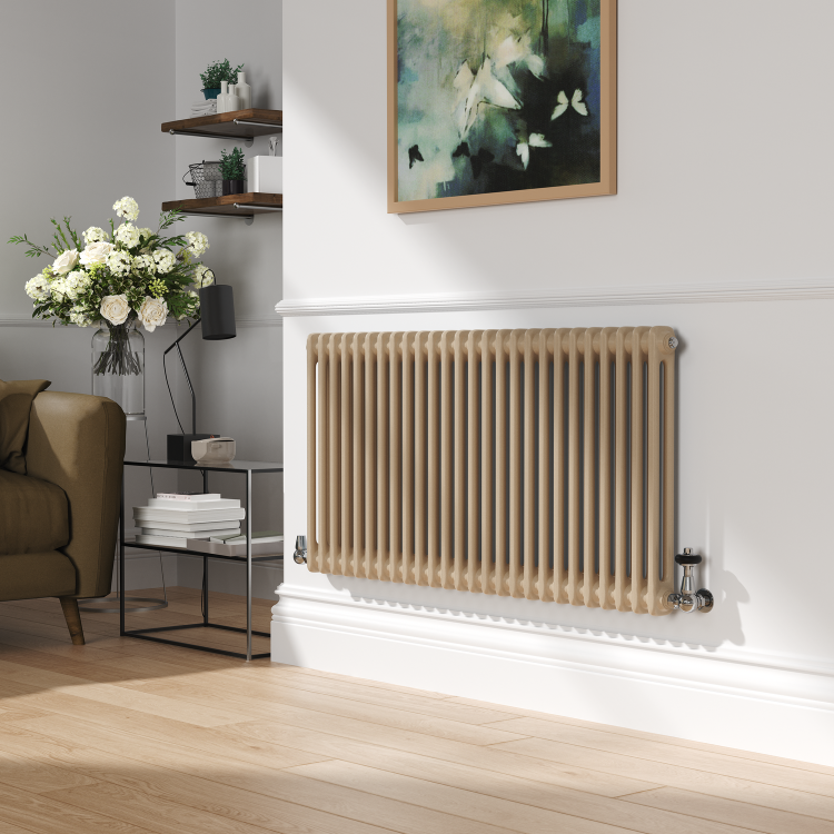 Reggio Cleopatra Horizontal Double Column Traditional Radiator 600x1190mm 4091 BTU - Cast Iron Style