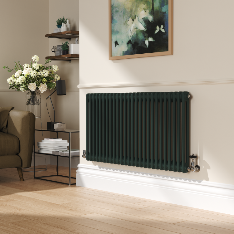 Reggio Evergreen Horizontal Double Column Traditional Radiator 600x1190mm 4091 BTU - Cast Iron Style