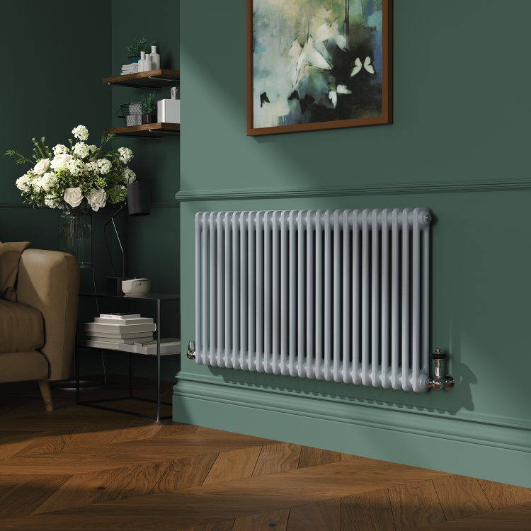 Reggio Salt & Pepper Horizontal Double Column Traditional Radiator 600x1190mm 4091 BTU - Cast Iron Style