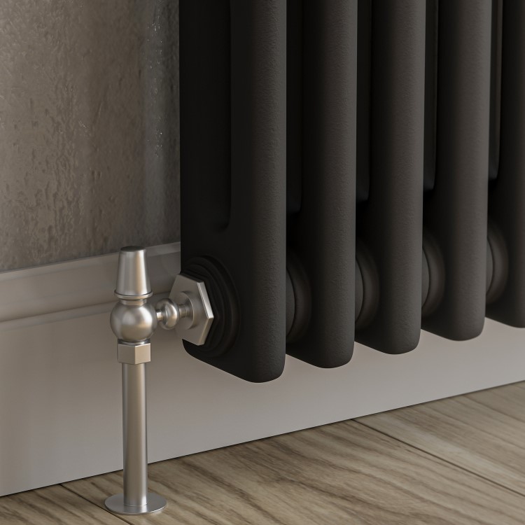 GRADE A2 - Reggio Midnight Black Horizontal Double Column Traditional Radiator 600x1190mm 4091 BTU - Cast Iron Style