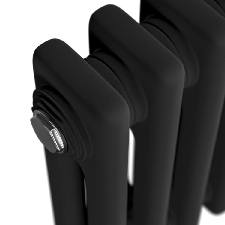 GRADE A2 - Reggio Midnight Black Horizontal Double Column Traditional Radiator 600x1190mm 4091 BTU - Cast Iron Style