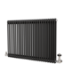 Reggio Midnight Black Horizontal Double Column Radiator 800x1190mm 5361 BTU - Cast Iron Style